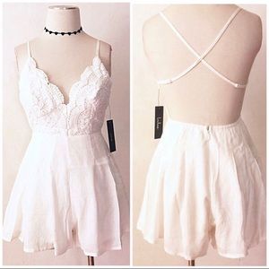 White Backless Romper